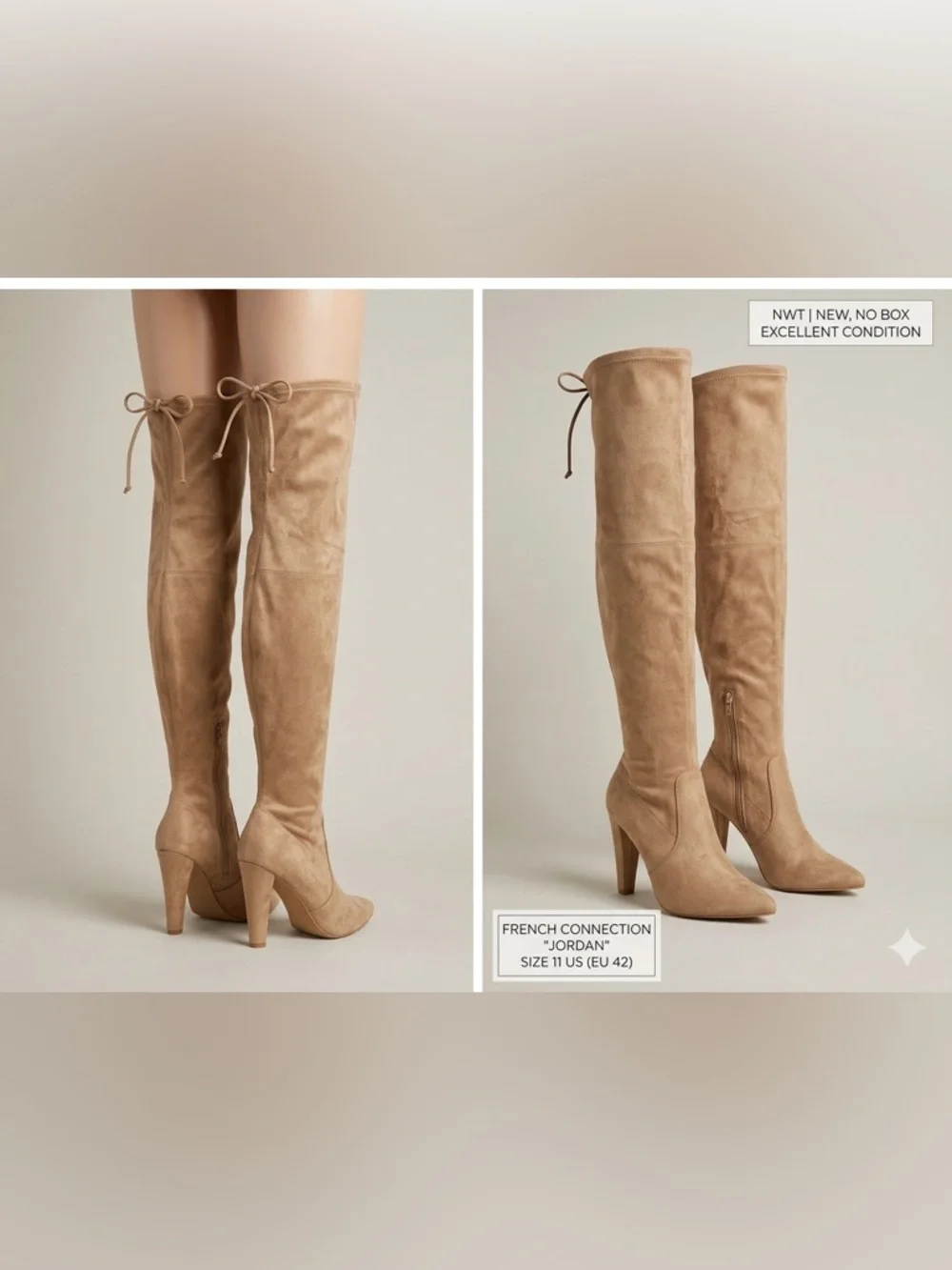 French Connection Jordan Tan Over-the-Knee Boots - Size 11